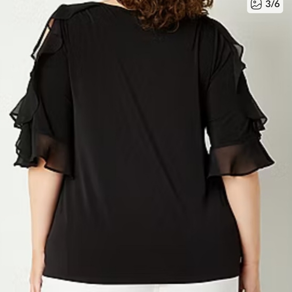 Bold Elements Elegant Black Ruffle Cold Shoulder … - image 8